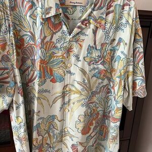 Tommy Bahama Men's Tropical Floral Shirt - Cream, Blue, Red